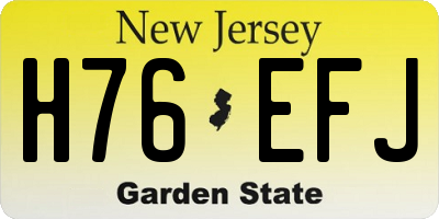 NJ license plate H76EFJ