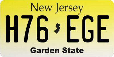NJ license plate H76EGE