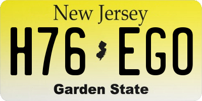 NJ license plate H76EGO