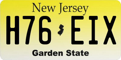 NJ license plate H76EIX