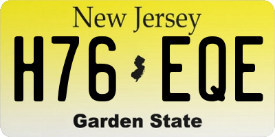 NJ license plate H76EQE