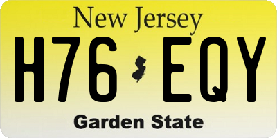 NJ license plate H76EQY
