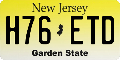 NJ license plate H76ETD
