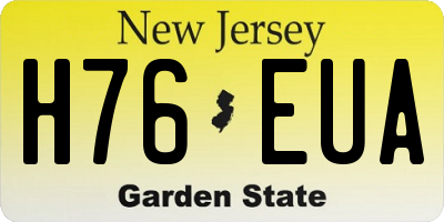 NJ license plate H76EUA
