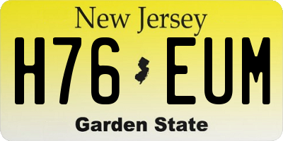 NJ license plate H76EUM