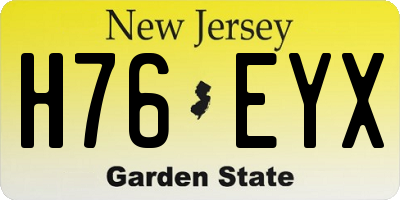 NJ license plate H76EYX