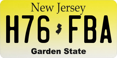 NJ license plate H76FBA