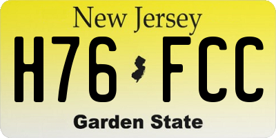 NJ license plate H76FCC
