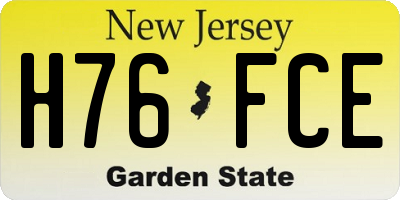 NJ license plate H76FCE