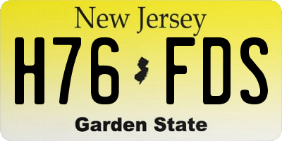 NJ license plate H76FDS