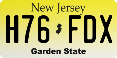 NJ license plate H76FDX