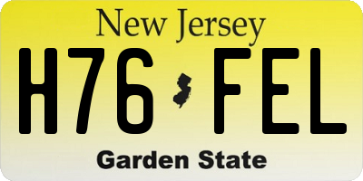 NJ license plate H76FEL