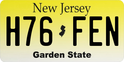 NJ license plate H76FEN