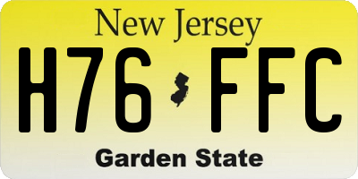 NJ license plate H76FFC