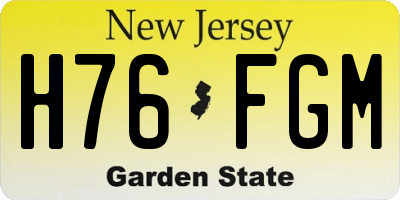 NJ license plate H76FGM