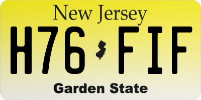 NJ license plate H76FIF