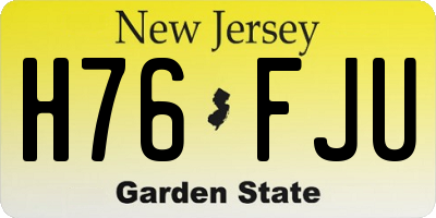 NJ license plate H76FJU