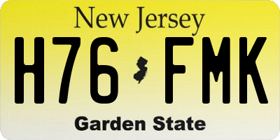 NJ license plate H76FMK
