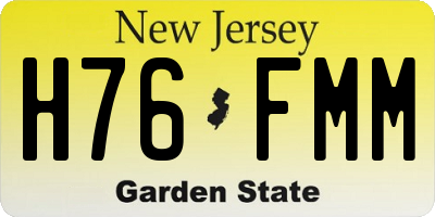 NJ license plate H76FMM