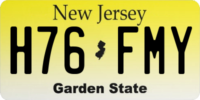 NJ license plate H76FMY