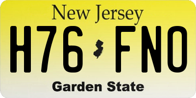 NJ license plate H76FNO