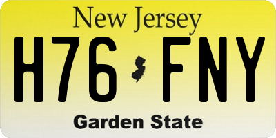 NJ license plate H76FNY