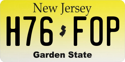 NJ license plate H76FOP