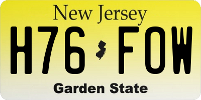NJ license plate H76FOW
