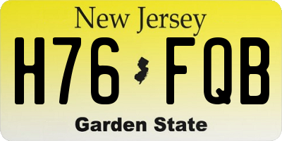 NJ license plate H76FQB