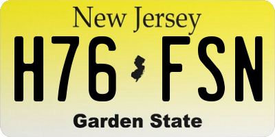 NJ license plate H76FSN