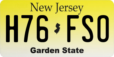 NJ license plate H76FSO