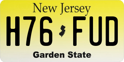 NJ license plate H76FUD