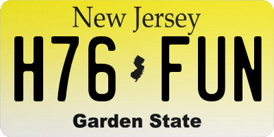 NJ license plate H76FUN