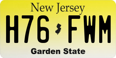 NJ license plate H76FWM