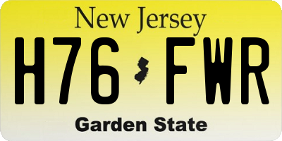 NJ license plate H76FWR
