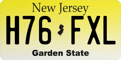 NJ license plate H76FXL