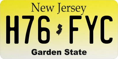 NJ license plate H76FYC