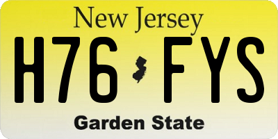 NJ license plate H76FYS