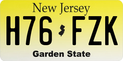 NJ license plate H76FZK