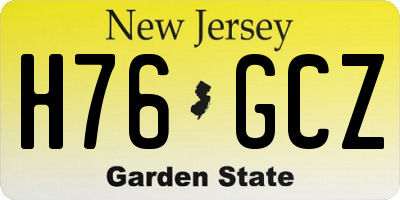 NJ license plate H76GCZ