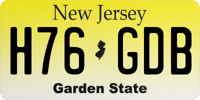 NJ license plate H76GDB