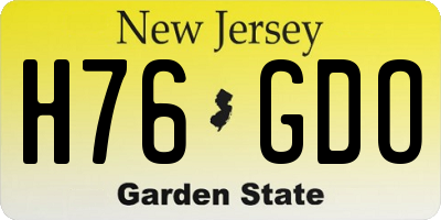 NJ license plate H76GDO