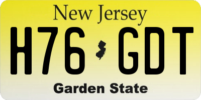 NJ license plate H76GDT