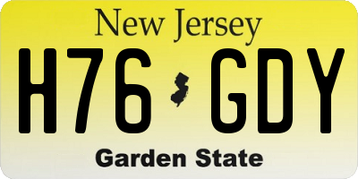 NJ license plate H76GDY