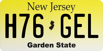 NJ license plate H76GEL