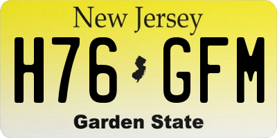 NJ license plate H76GFM
