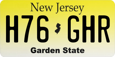 NJ license plate H76GHR