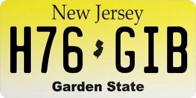 NJ license plate H76GIB