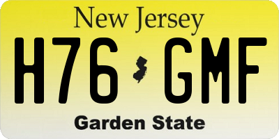 NJ license plate H76GMF