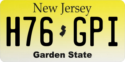 NJ license plate H76GPI